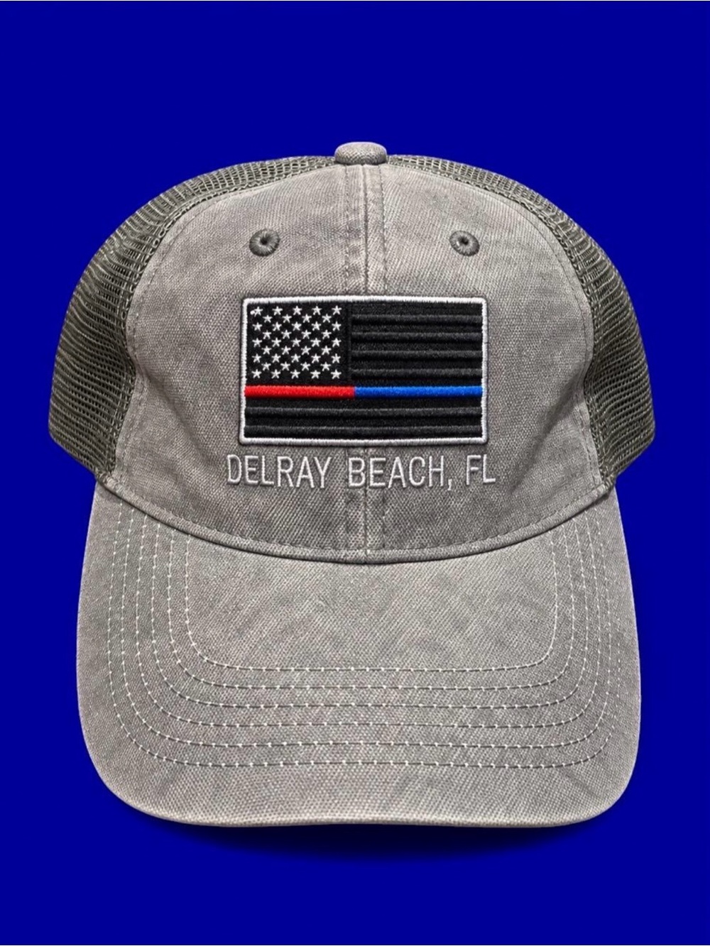 Delray Beach Thin Blue & Red Line American Flag Hat